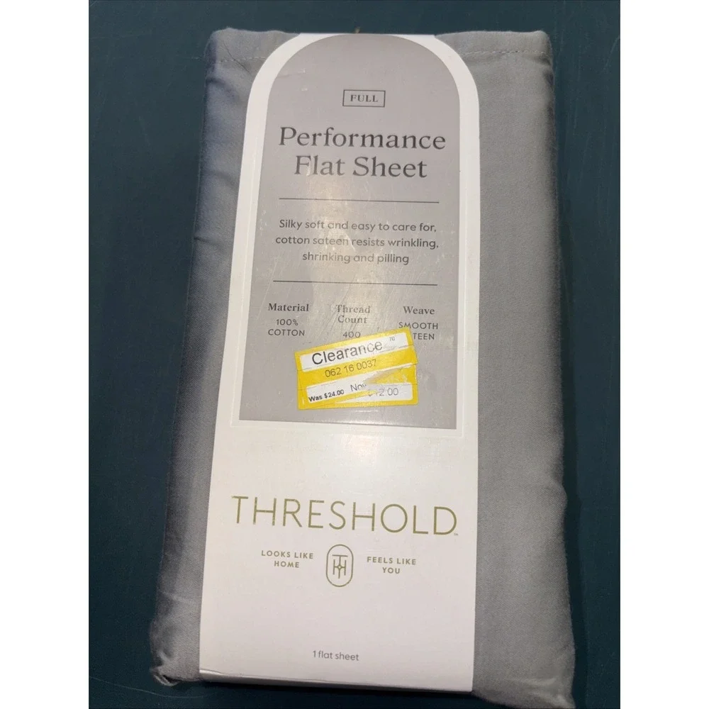 Full‎ 400 Thread Count Performance Flat Sheet Classic Gray - Threshold: Cotton